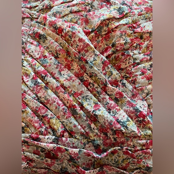 Strapless Floral Chiffon Pleated Mini Dress - Picture 7 of 7